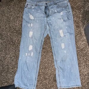 Women’s Light Blue, Distressed and Jeweled, Seven Jeans